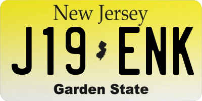 NJ license plate J19ENK