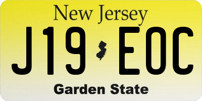 NJ license plate J19EOC