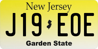 NJ license plate J19EOE
