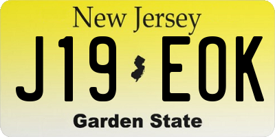NJ license plate J19EOK