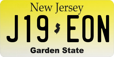 NJ license plate J19EON