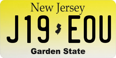 NJ license plate J19EOU