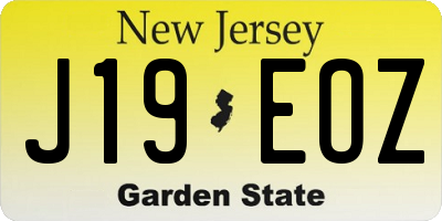 NJ license plate J19EOZ