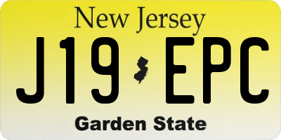 NJ license plate J19EPC