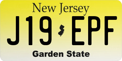 NJ license plate J19EPF