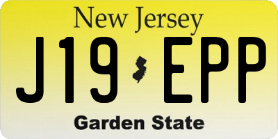 NJ license plate J19EPP