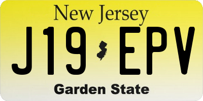 NJ license plate J19EPV