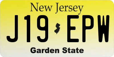 NJ license plate J19EPW