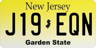NJ license plate J19EQN