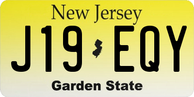 NJ license plate J19EQY