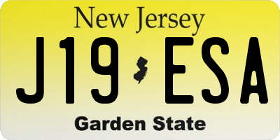 NJ license plate J19ESA