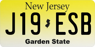 NJ license plate J19ESB