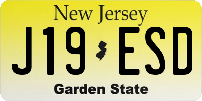 NJ license plate J19ESD