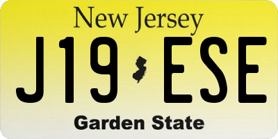 NJ license plate J19ESE