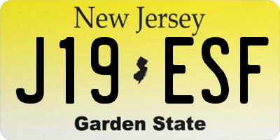 NJ license plate J19ESF