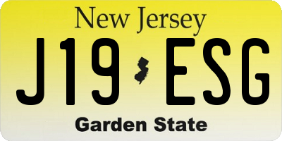 NJ license plate J19ESG