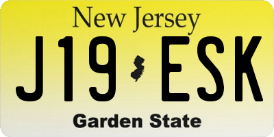 NJ license plate J19ESK