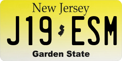 NJ license plate J19ESM