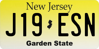 NJ license plate J19ESN