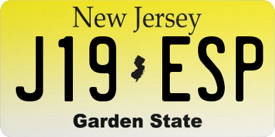 NJ license plate J19ESP