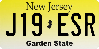 NJ license plate J19ESR