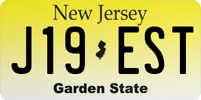 NJ license plate J19EST