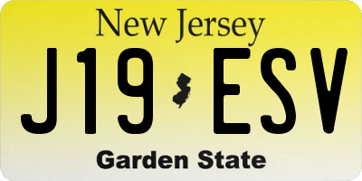 NJ license plate J19ESV