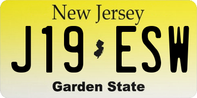 NJ license plate J19ESW