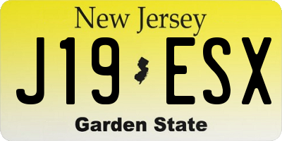 NJ license plate J19ESX