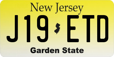 NJ license plate J19ETD
