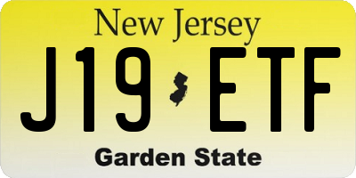 NJ license plate J19ETF