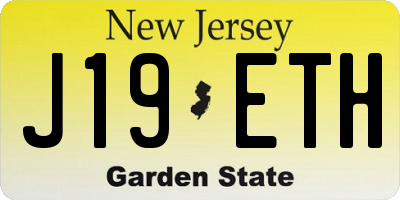 NJ license plate J19ETH