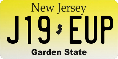 NJ license plate J19EUP
