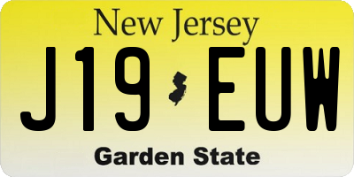 NJ license plate J19EUW