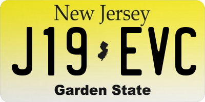 NJ license plate J19EVC