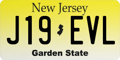 NJ license plate J19EVL