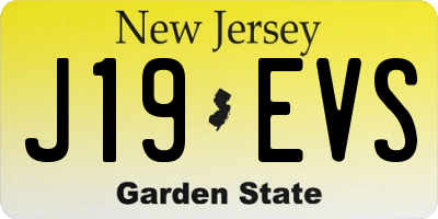 NJ license plate J19EVS