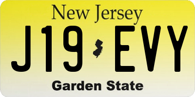 NJ license plate J19EVY