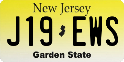NJ license plate J19EWS