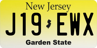 NJ license plate J19EWX