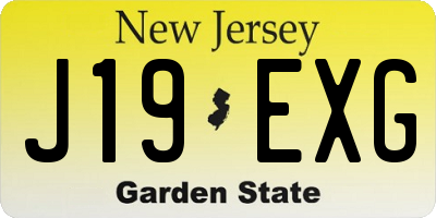 NJ license plate J19EXG