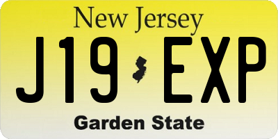 NJ license plate J19EXP