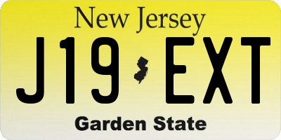 NJ license plate J19EXT
