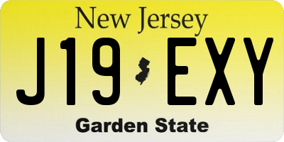 NJ license plate J19EXY