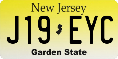 NJ license plate J19EYC