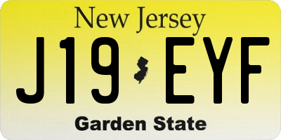 NJ license plate J19EYF