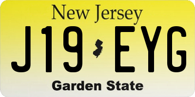 NJ license plate J19EYG
