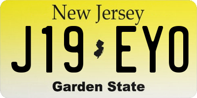 NJ license plate J19EYO