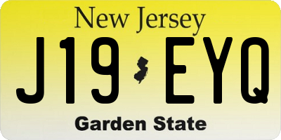NJ license plate J19EYQ