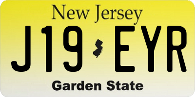 NJ license plate J19EYR